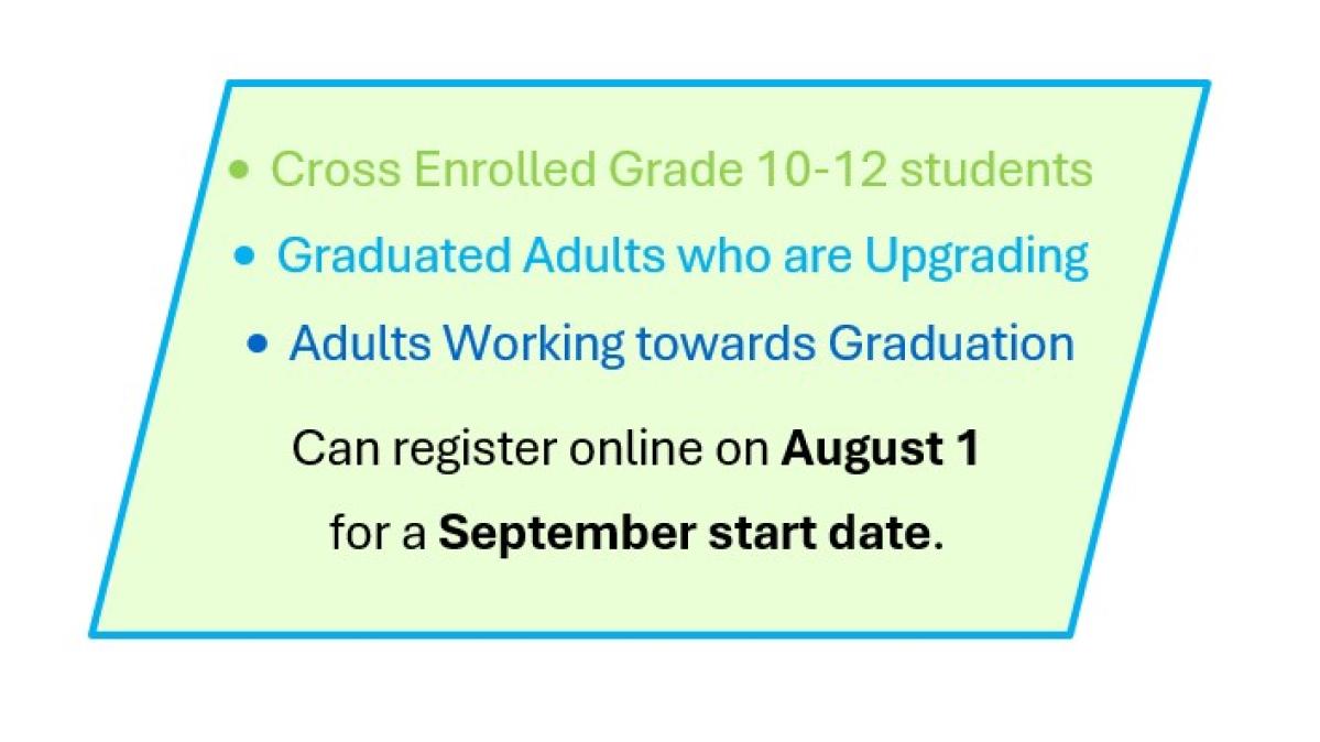 Registration Opens On August 1 for a September start Date Registration Opens On August 1 for a September start Date
