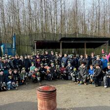 Group photo of students who participated in paintballing